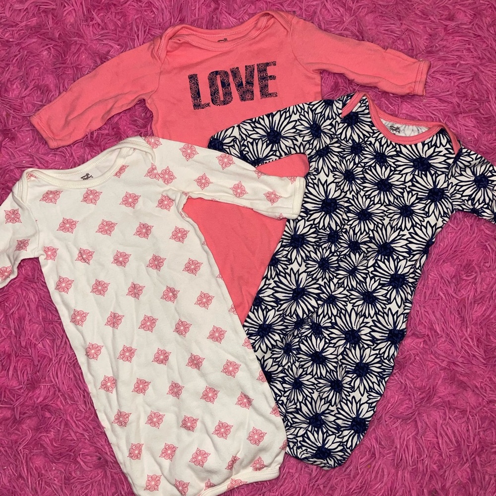 Set of 3 organic cotton sleep gowns